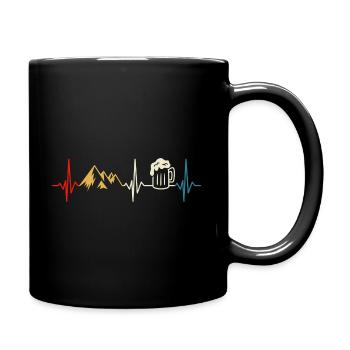 Berge Bier Herzschlag EKG Retro Wandern Gebirge - Tasse einfarbig - Schwarz - Rechts