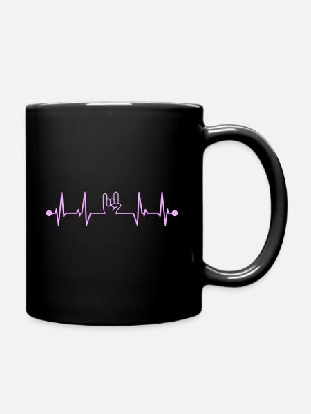 Français fork Heavy Metal Mom Heartbeat Pink - Mug uni - noir