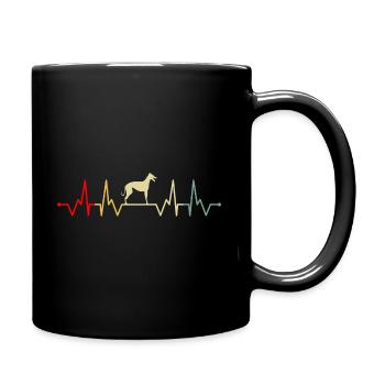 Galgo Espanol Chien Greyhound Heartbeat Retro - Mug uni - noir - Droite