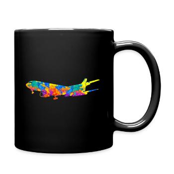 Flugzeug Flugzeuge Geschenk - Tasse einfarbig - Schwarz - Rechts