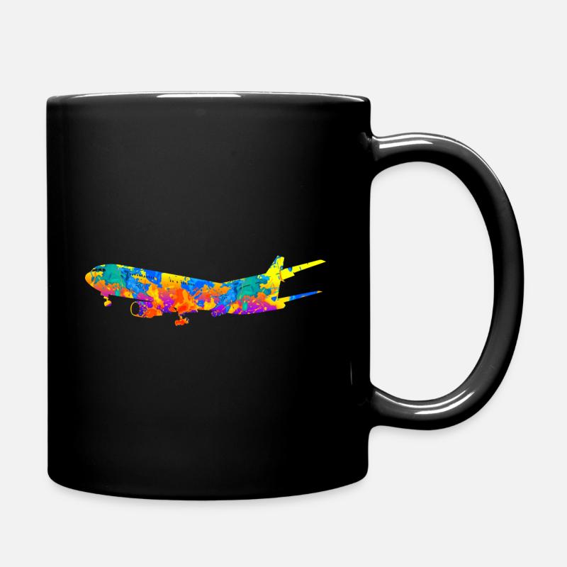 Flugzeug Flugzeuge Geschenk - Tasse einfarbig - Schwarz