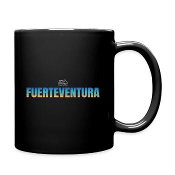 FUERTEVENTURA Schriftzug Strand & Meer (dunkel) - Tasse einfarbig - Schwarz - Rechts