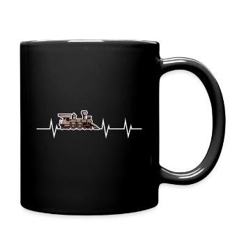 Steam locomotive heartbeat - Full Colour Mug - black - Right