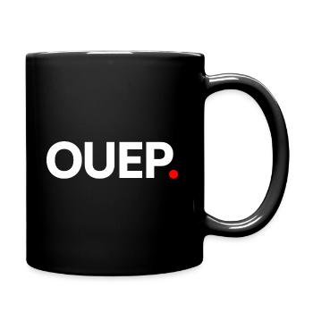 JA | Minimalistischer humoristischer Ausdruck - Tasse einfarbig - Schwarz - Rechts