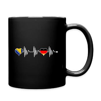 Bosnie Allemagne Drapeau Coeur Blason Battement de coeur - Mug uni - noir - Droite