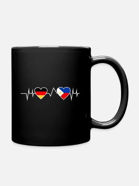 Deutscher Philippinen Herzschlag Geschenk - Tasse einfarbig - Schwarz