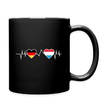 Deutschland Luxemburg herzschlag Luxemburger - Tasse einfarbig - Schwarz - Rechts