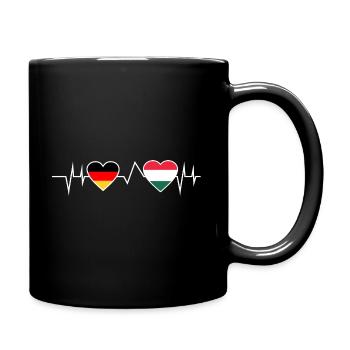 Ungare Deutscher Ungarn Herzschlag - Tasse einfarbig - Schwarz - Rechts