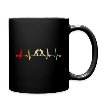 Jiu Jitsu Herzschlag Kämpfer Vintage - Tasse einfarbig - Schwarz - Rechts