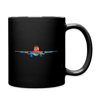 Flugzeug Flugzeuge Geschenk - Tasse einfarbig - Schwarz - Rechts