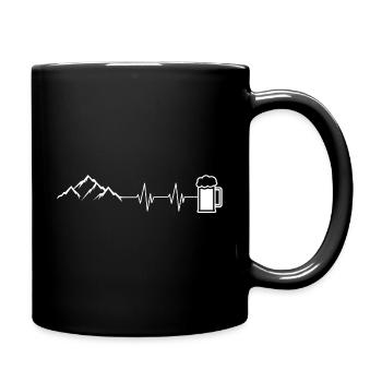 Berg und Bier Herzschlag - Tasse einfarbig - Schwarz - Rechts