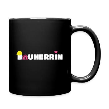Bauherrin Baustelle Hausbau Bauhelm Frau - Tasse einfarbig - Schwarz - Rechts