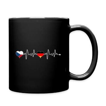 Czech Republic Germany Flag Heartbeat - Full Colour Mug - black - Right