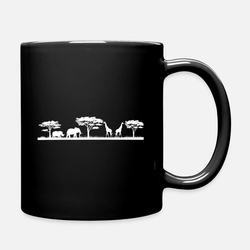 Elefant Giraffe Afrika Natur Tierliebhaber - Tasse einfarbig - Schwarz