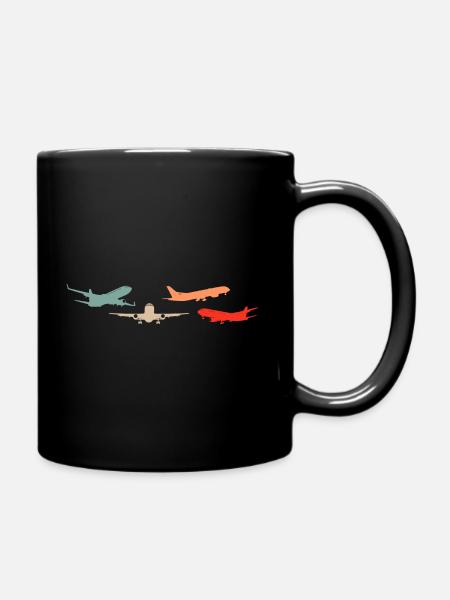 Flugzeug Flugzeuge retro Geschenk - Tasse einfarbig - Schwarz