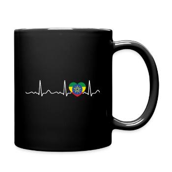 Ethiopie - rythme cardiaque, pouls, ligne cardiaque, ECG - Mug uni - noir - Droite