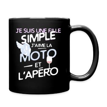 Motarde - une fille simple - Mug uni - noir - Droite