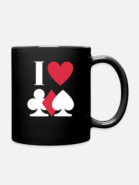 Skat heart love passion hobby gift - Full Colour Mug - black