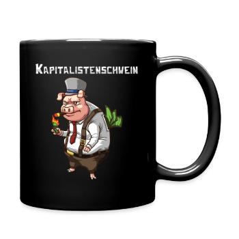 Kapitalistenschwein Geld Kapitalismus Sparschwein - Tasse einfarbig - Schwarz - Rechts