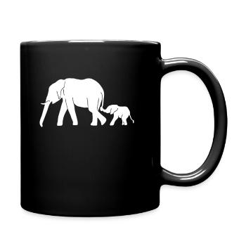 Grown And Baby Elephant Funny Graphic Animal Lover - Tasse einfarbig - Schwarz - Rechts