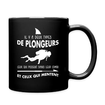 Diver who is lying - Scuba diving humor - Full Colour Mug - black - Right