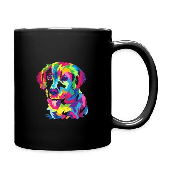 Mehrfarbiger Hund - Tasse einfarbig - Schwarz - Rechts