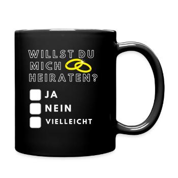 Willst du mich Heiraten? Heiratsantrag Shirt Gift - Tasse einfarbig - Schwarz - Rechts