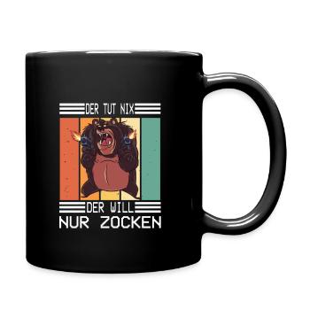 Gamer Geschenk Der Will Nur Zocken Herren Zocker - Tasse einfarbig - Schwarz - Rechts