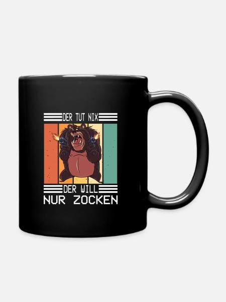 Gamer Geschenk Der Will Nur Zocken Herren Zocker - Tasse einfarbig - Schwarz