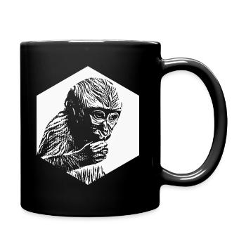 Monkey thoughtful hexagon - Full Colour Mug - black - Right