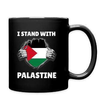 I Stand With Palestine Palestinian Flag - Full Colour Mug - black - Right