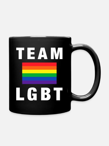 Team LGBT Rainbow Colors Pride LGBTQ Football - Full Colour Mug - black