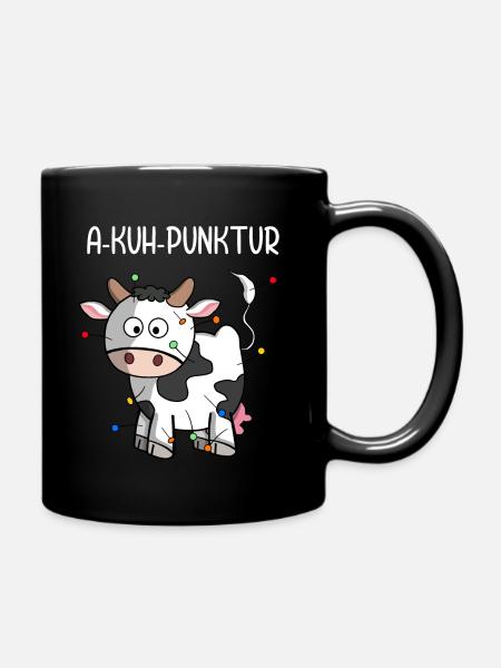 Akupunktur Medizin Akuhpunktur Kuh Wortspiel - Tasse einfarbig - Schwarz