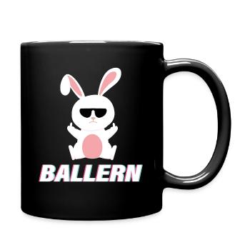 Cooler Rave Techno Hase Mittelfinger - Tasse einfarbig - Schwarz - Rechts
