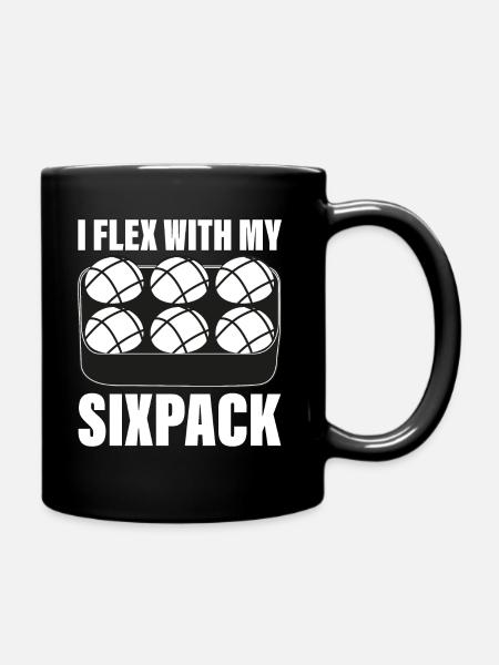 I flex with my Sixpack Boule Petanqué Spruch - Ensfarvet krus - sort
