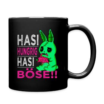 Hasi Hungrig Hasi Böse Hunger macht Böse - Tasse einfarbig - Schwarz - Rechts