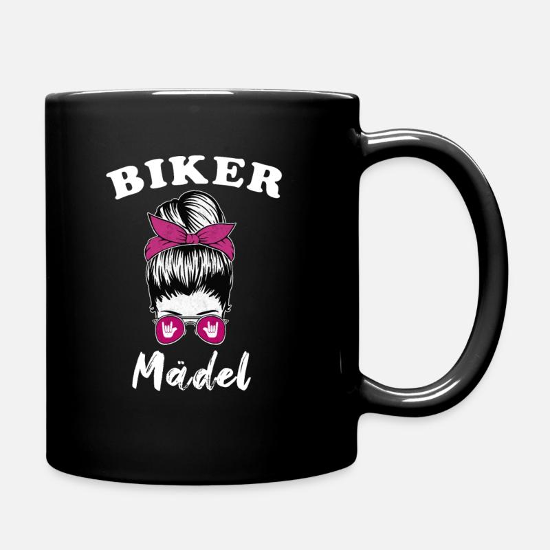 Biker Mädel Lady Motorrad Bikerin - Tasse einfarbig - Schwarz