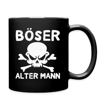 Böser Alter Mann Totenkopf Sarkasmus Rentner - Tasse einfarbig - Schwarz - Rechts