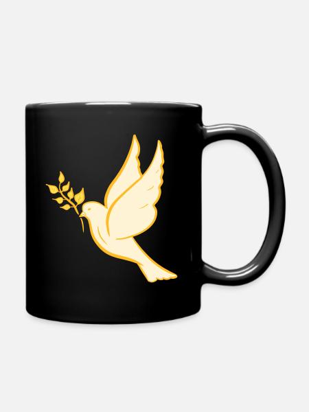 Friedenstaube, hand gezeichnet. Friedenssymbol - Tasse einfarbig - Schwarz
