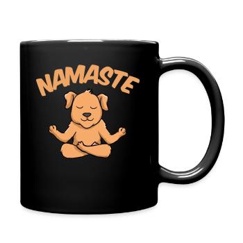 NAMASTE - Hund Yoga - Tasse einfarbig - Schwarz - Rechts
