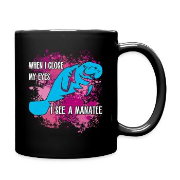 Ich träume von Manatee und Dugong - Tasse einfarbig - Schwarz - Rechts