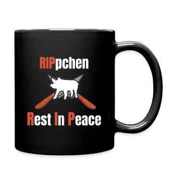 SPARERIBS grillen im Sommer für Fleischliebhaber - Tasse einfarbig - Schwarz - Rechts