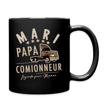 Mari papa camionneur légende pour maman - Mug uni - noir - Droite