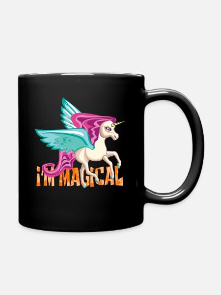 Unicorn "I'm magical", cute unicorn with saying - Full Colour Mug - black