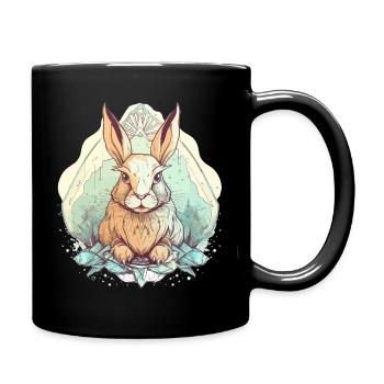 Rabbit Bunny Historical Art - Full Colour Mug - black - Right