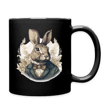 Rabbit Bunny Historische Kunst - Tasse einfarbig - Schwarz - Rechts