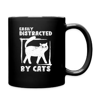 Leicht abgelenkt von Katzen | Lustige Tierliebhaber - Tasse einfarbig - Schwarz - Rechts