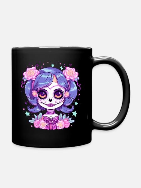 Los Muertos Tag der toten Frau Halloween - Tasse einfarbig - Schwarz