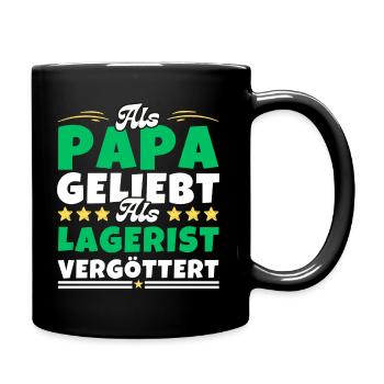 Als Papa geliebt, als Lagerist vergöttert - Tasse einfarbig - Schwarz - Rechts