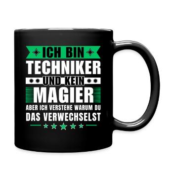 Ich bin Techniker und kein Magier - Tasse einfarbig - Schwarz - Rechts
